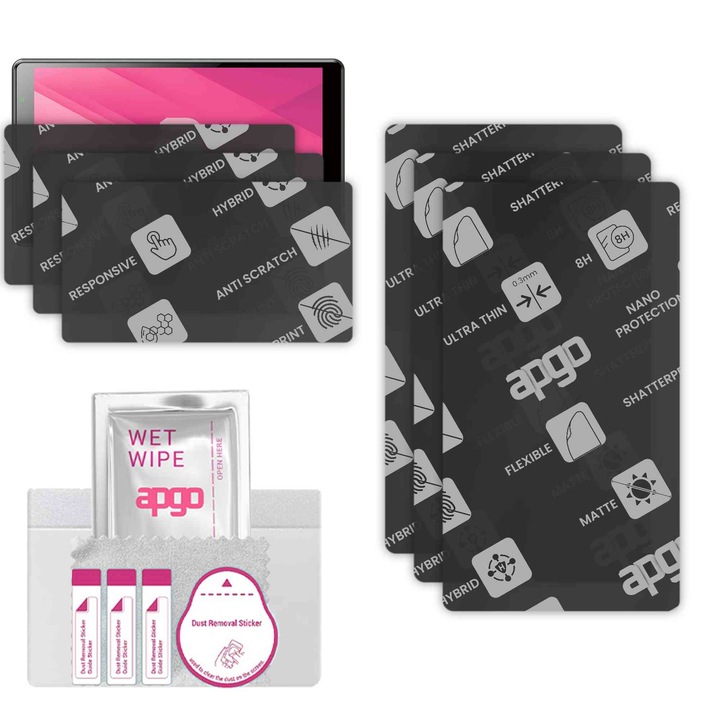 3x apgo MATTE sticla de protectie hibrida compatibila cu Pioneer SPH-EVO93DAB-FOR, sticla nano flexibila, inlocuire excellenta pentru sticla temperata