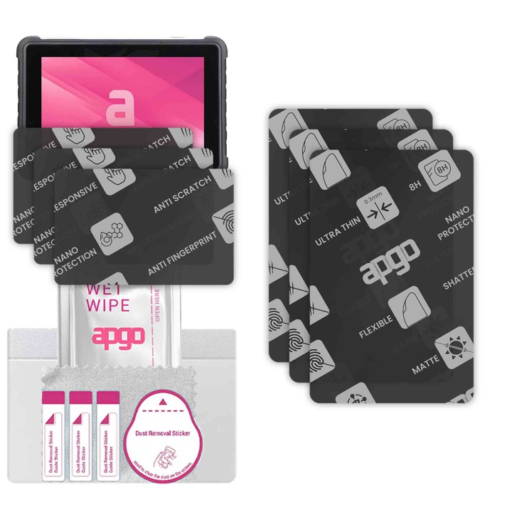 3x apgo MATTE sticla de protectie hibrida compatibila cu Autel MaxiBAS BT609, sticla nano flexibila, inlocuire excellenta pentru sticla temperata