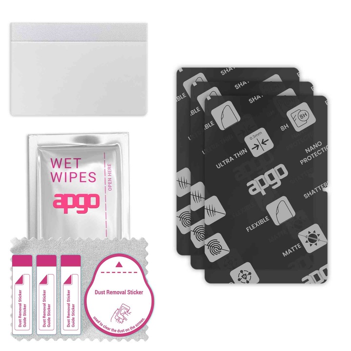 3x apgo MATTE sticla de protectie hibrida compatibila cu Samsung Galaxy Tab A9, sticla nano flexibila, inlocuire excellenta pentru sticla temperata