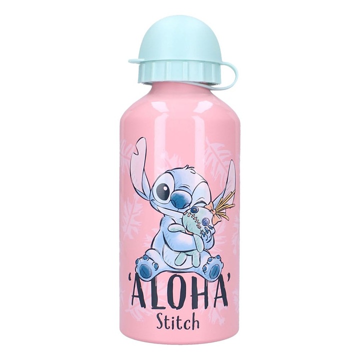 Sticla de apa, Lilo & Stitch, 500 ml, aluminiu, multicolor