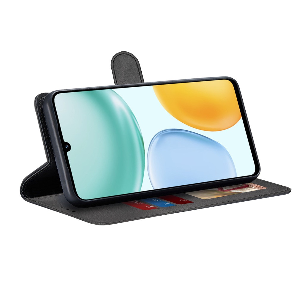 Husa pentru Honor X5c Plus, SKYDDAR INNOVATION, Diary Book, tip carte cu Portofel Interior, Antisoc, set cu sticker, Negru