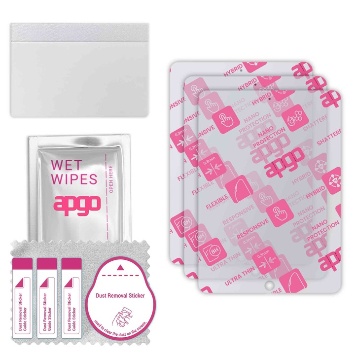 3x apgo Ultra-Clear Hybrid sticla protectoare compatibila cu Apple iPad Pro 9.7 (2016), sticla nano flexibila, inlocuire excelenta pentru sticla temperata