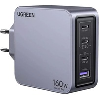Incarcator rapid retea UGREEN Nexode 160W 4-Port GaN Fast Charger EU + cablu UBS-C, 3x USB-C + 1x USB-A, Gri