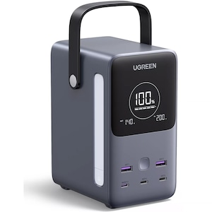 Baterie externa UGREEN 48.000mAh,300W,Portable Charging Power Bank PB770, incarcare bidirectionala, Ecran Smart, 5 porturi, Gri