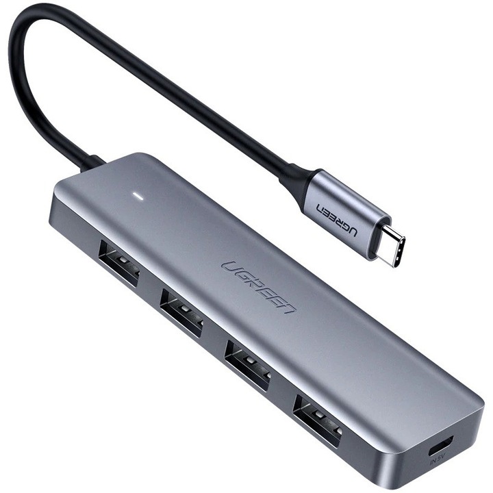 Adaptor multifunctional UGREEN 4-in-1 USB C CM219, 4 x USB 3.0 A, Gri