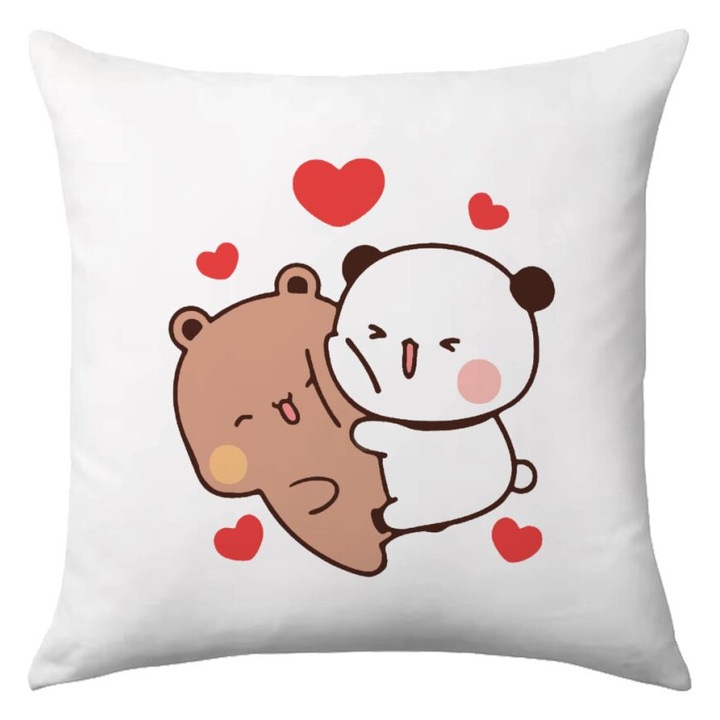 Perna decorativa Bubu & Dudu, 40x40cm, material poliester, design pe o parte, umplutura inclusa