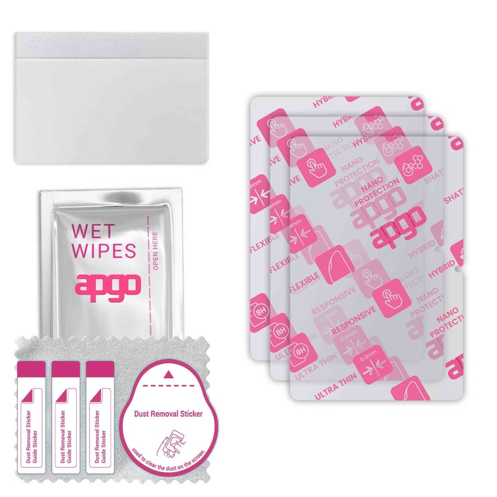 3x apgo Ultra-Clear Hybrid sticla protectoare compatibila cu Doogee U11 Pro, sticla nano flexibila, inlocuire excelenta pentru sticla temperata