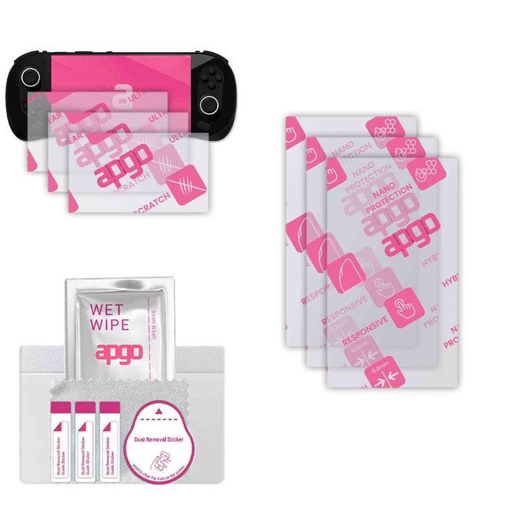 3x apgo Ultra-Clear Hybrid sticla protectoare compatibila cu Ayaneo Pocket Evo, sticla nano flexibila, inlocuire excelenta pentru sticla temperata