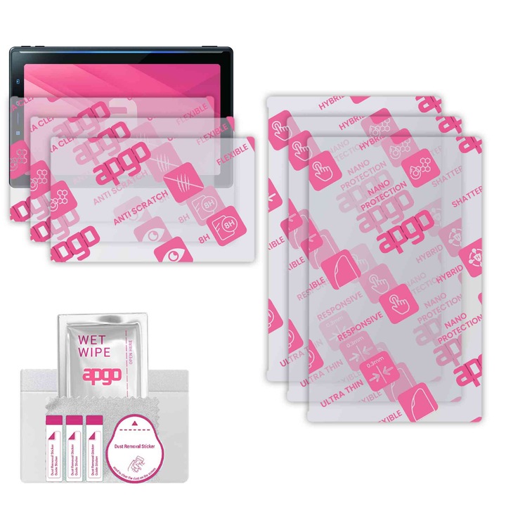 3x apgo Ultra-Clear Hybrid sticla protectoare compatibila cu Pioneer SPH-EVO107DAB-UNI2, sticla nano flexibila, inlocuire excelenta pentru sticla temperata