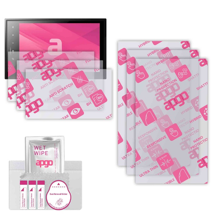 3x apgo Ultra-Clear Hybrid sticla protectoare compatibila cu Pioneer SPH-EVO82DAB-UNI, sticla nano flexibila, inlocuire excelenta pentru sticla temperata