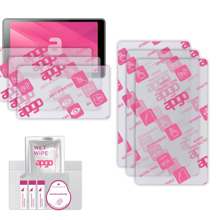 3x apgo Ultra-Clear Hybrid sticla protectoare compatibila cu Pioneer SPH-EVO950DAB-UNI2, sticla nano flexibila, inlocuire excelenta pentru sticla temperata