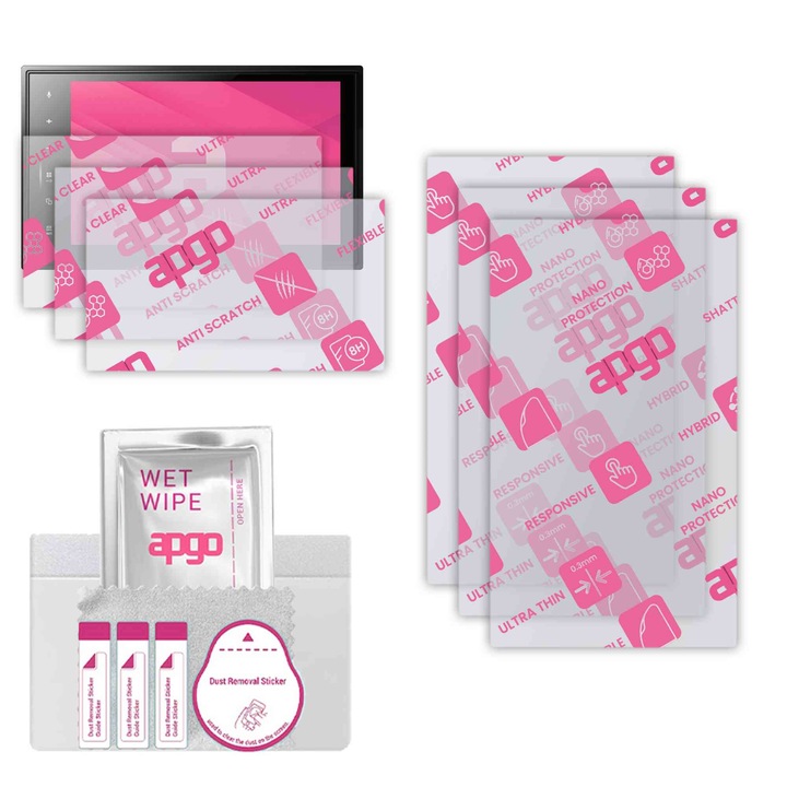 3x apgo Ultra-Clear Hybrid sticla protectoare compatibila cu Pioneer SPH-EVO82DAB-FOR, sticla nano flexibila, inlocuire excelenta pentru sticla temperata
