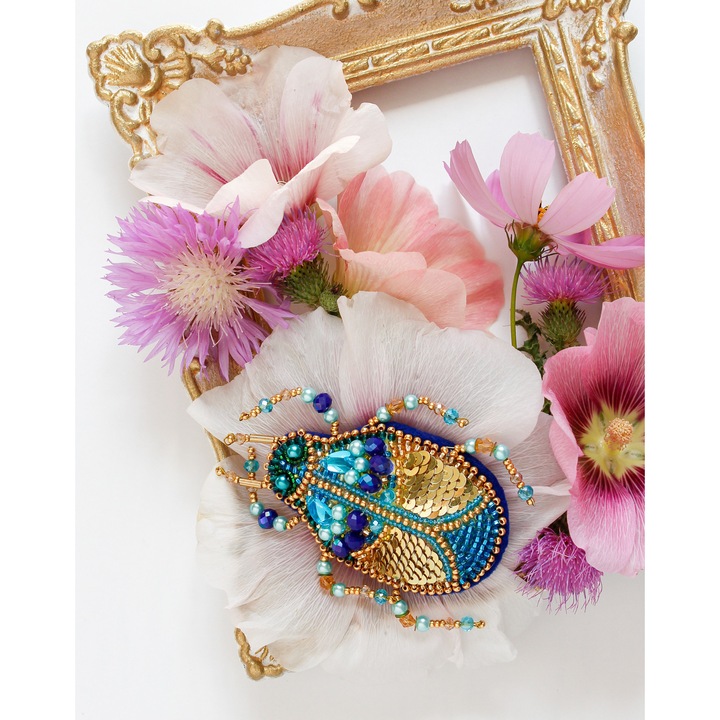 Комплект за бродиране с мъниста Abris Art "Азурит" 4.4x7 см