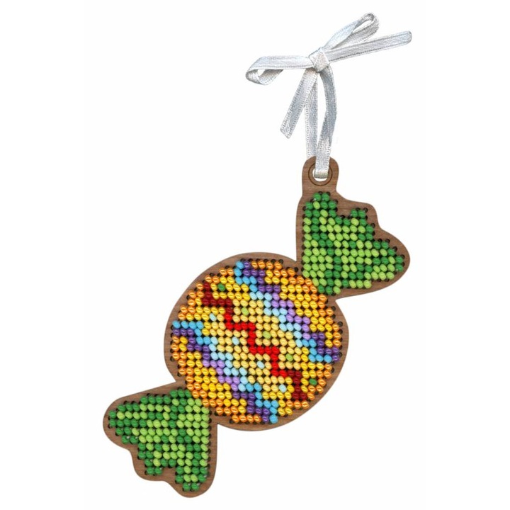 Set de broderie cu margele MP Studia "Decoratiune de brad - Bomboana" 8x9 cm