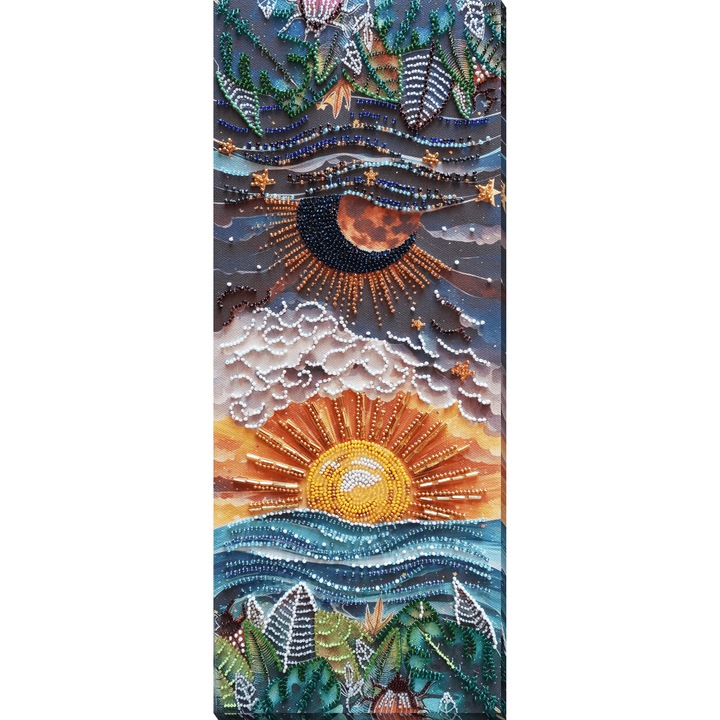 Set de broderie cu margele Abris Art "Intre zi si noapte" 40x16cm