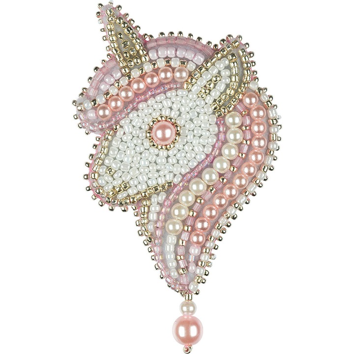 Set de broderie cu margele Klart "Brosa. Unicorn" 9 x 5 cm