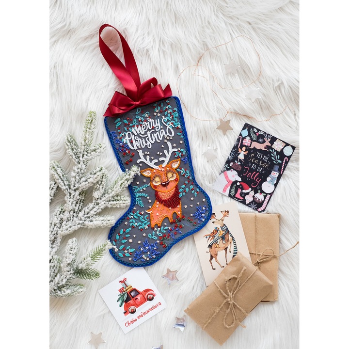 Set de broderie cu margele Abris Art "Cerbul de basm" 20x30 cm