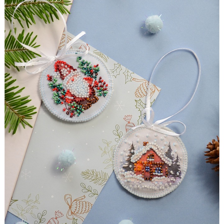 Комплект за бродиране с мъниста Abris Art "Зимен магьосник" 13.2x6.6 см