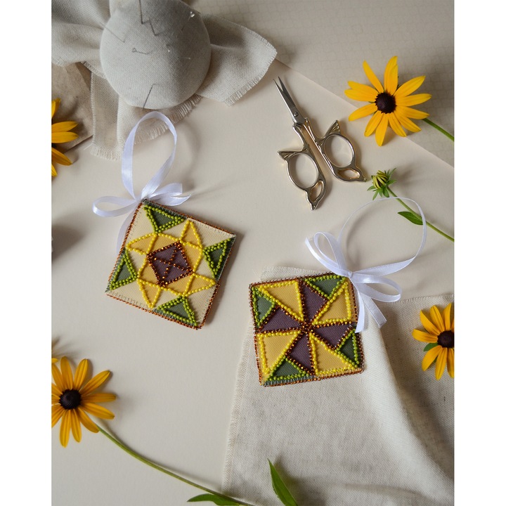 Set de broderie cu margele Abris Art "Motivul soarelui" 13.2x6.6cm