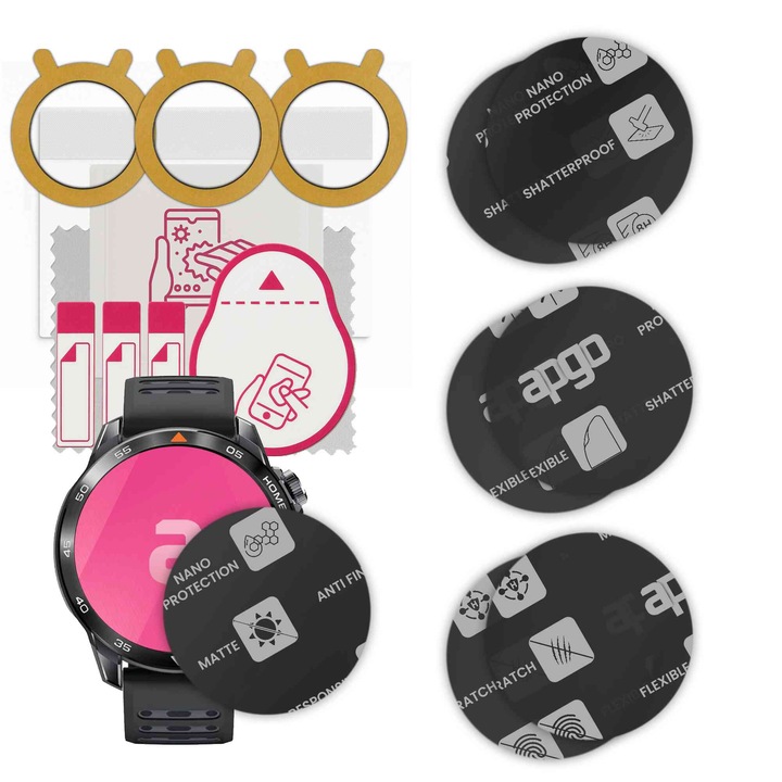 Set de 6 sticle MAT MATTE de protectie pentru ceas Mibro GS Pro 2 – apgo, full glue, sticla hibrida, protectie pentru afisajul ceasului, anti-zgarieturi