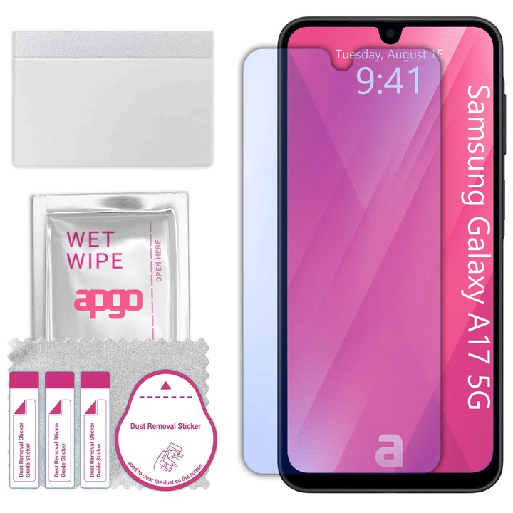 Sticla de protectie apgo pentru Samsung Galaxy A17 5G – sticla hibrida, securizata pentru display, lucioasa, pro flexible Hybrid Glass, 9H, full glue