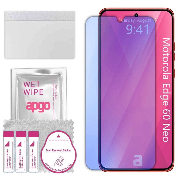 Sticla de protectie apgo pentru Motorola Edge 60 Neo – sticla hibrida, securizata pentru display, lucioasa, pro flexible Hybrid Glass, 9H, full glue