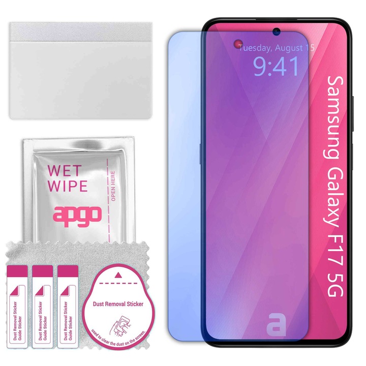 Sticla de protectie apgo pentru Samsung Galaxy F17 5G – sticla hibrida, securizata pentru display, lucioasa, pro flexible Hybrid Glass, 9H, full glue