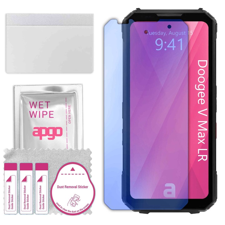 Sticla de protectie apgo pentru Doogee V Max LR – sticla hibrida, securizata pentru display, lucioasa, pro flexible Hybrid Glass, 9H, full glue