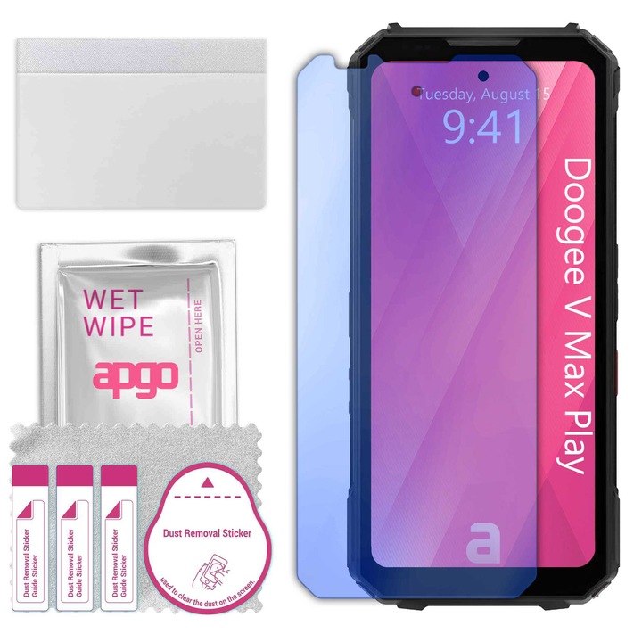 Защитно стъкло apgo за Doogee V Max Play – хибридно, закалено стъкло за дисплей, лъскаво, pro flexible Hybrid Glass, 9H, full glue