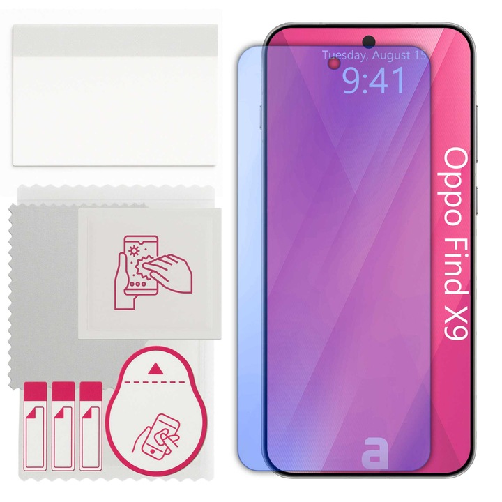 Защитно стъкло apgo за Oppo Find X9 – хибридно стъкло, подсилено за дисплей, лъскаво, про гъвкаво хибридно стъкло, 9H, пълно залепване