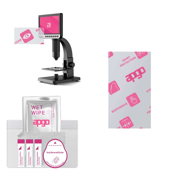 Sticla de protectie apgo pentru Inskam 315 12MP 2000X 7 Inch – sticla hibrida, securizata pentru display, lucioasa, flexible Hybrid Glass, full glue