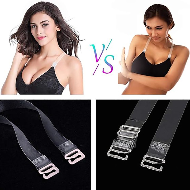 Set 6 Piese Bretele Invizibile, 1.5 cm Latime, Transparent, pentru Adulti