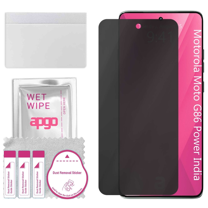 Sticla de protectie PRIVACY apgo pentru Motorola Moto G86 Power India – sticla hibrid, full glue, flexible glass