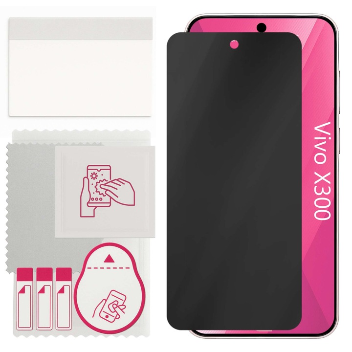 Sticla de protectie PRIVACY apgo pentru Vivo X300 – sticla hibrid, full glue, flexible glass
