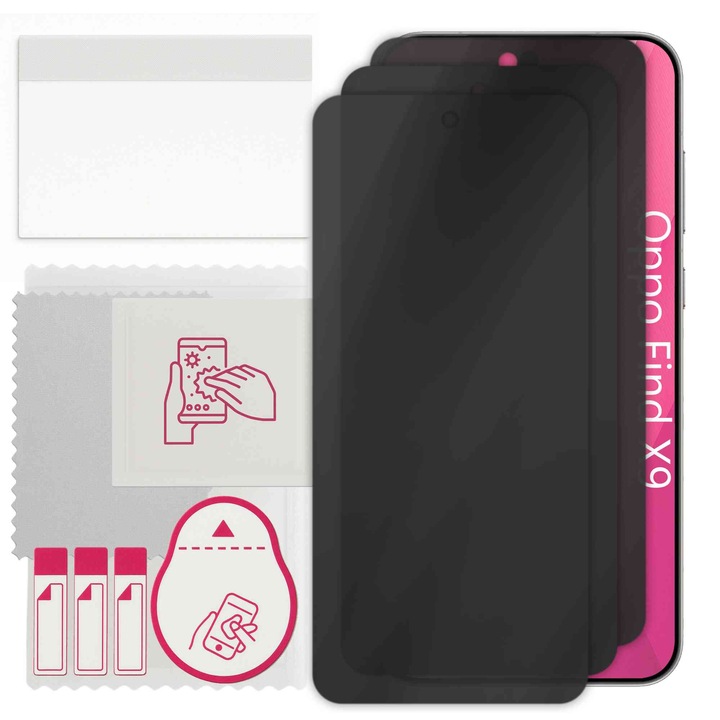 3x Защитно стъкло PRIVACY apgo за Oppo Find X9 – хибридно стъкло, пълно лепило, гъвкаво стъкло