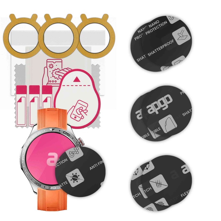 Set de 6 sticle MAT MATTE de protectie pentru ceas Honor Watch 5 Pro – apgo, full glue, sticla hibrida, protectie pentru afisajul ceasului, anti-zgarieturi