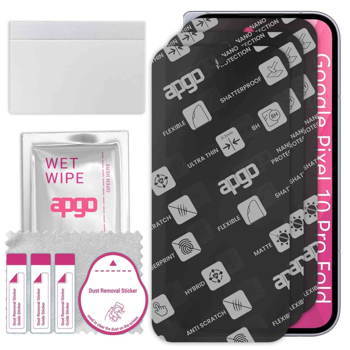 3x apgo MATTE sticla de protectie hibrida compatibila cu Google Pixel 10 Pro Fold, sticla nano flexibila, inlocuire excellenta pentru sticla temperata