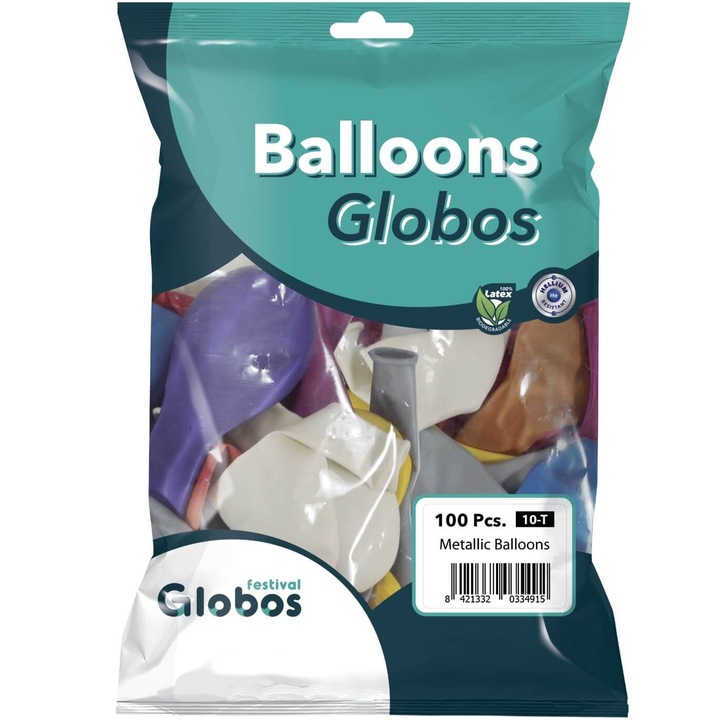 Балони 100 Бр. 9" - 22 См Металик Микс