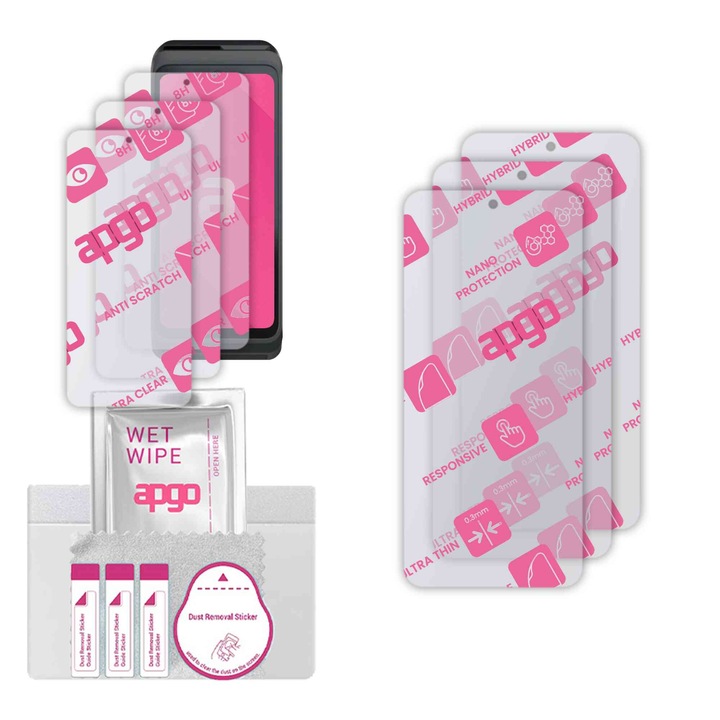 3x apgo Ultra-Clear Hybrid sticla protectoare compatibila cu Verifone Victa, sticla nano flexibila, inlocuire excelenta pentru sticla temperata