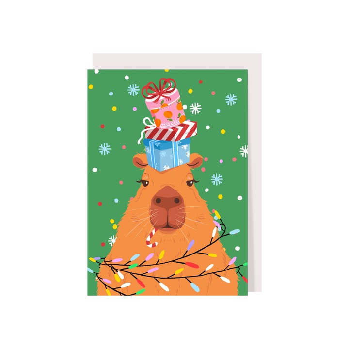 Felicitare de Crăciun - Capybara