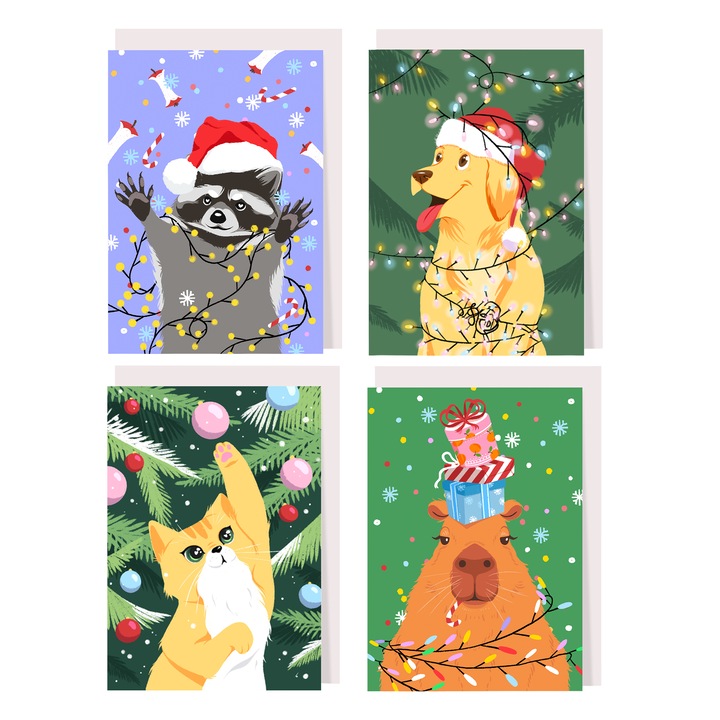 Set de felicitări de Crăciun - 4 buc