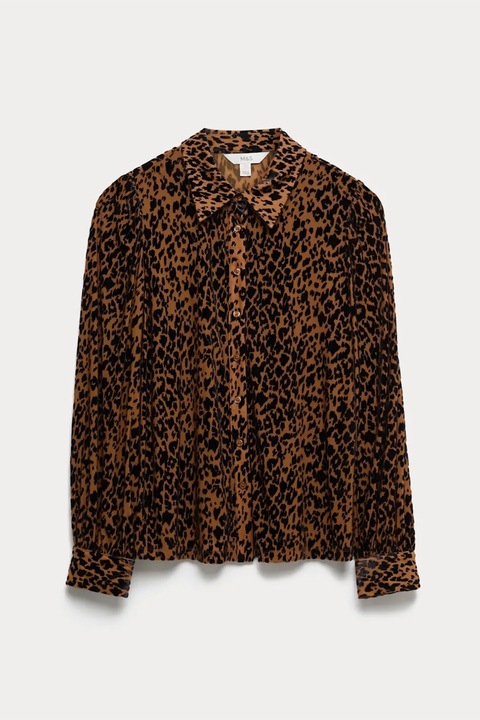 Marks & Spencer, Camasa cu animal print, Negru/Maro