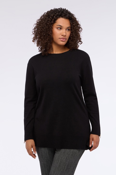 FIORELLA RUBINO, Pulover uni cu mansete cu fermoar, Negru