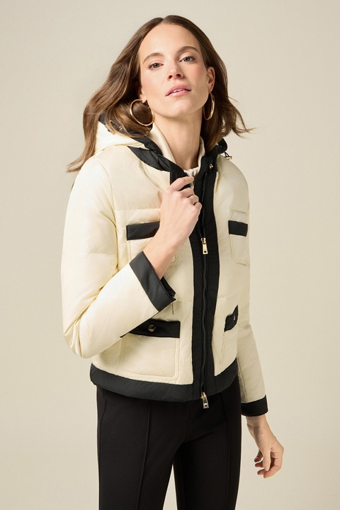 OLTRE, Geaca cu buzunare si gluga, Negru/Alb murdar