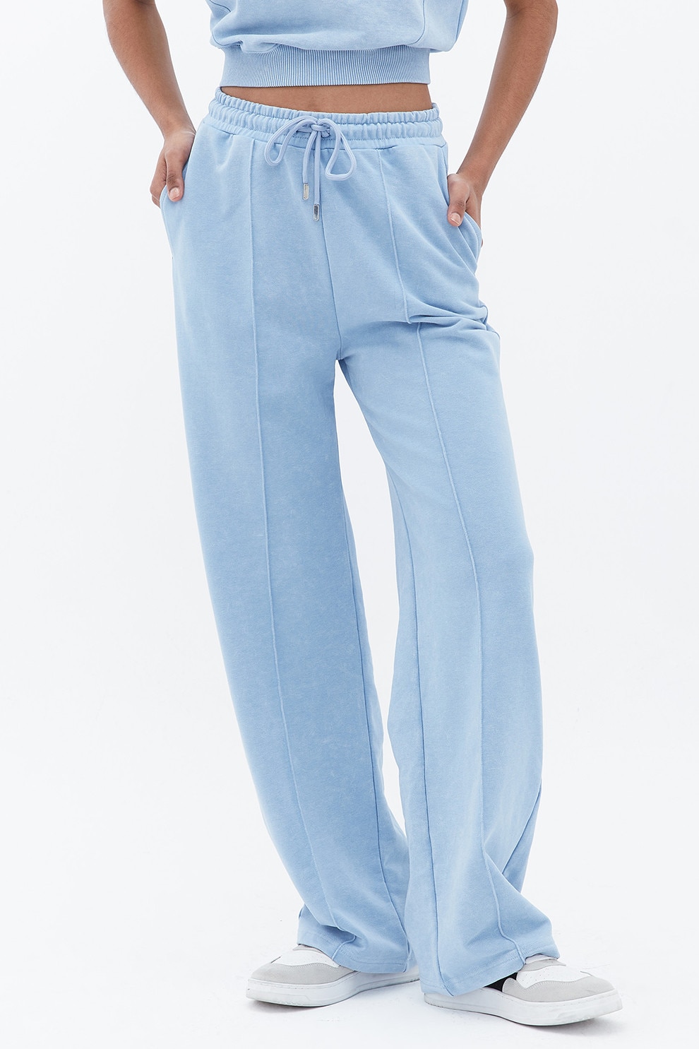 OXXO, Pantaloni de trening cu snur de ajustare, Albastru deschis, L
