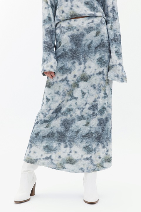 OXXO, Fusta lunga cu talie medie, Alb/Albastru prafuit