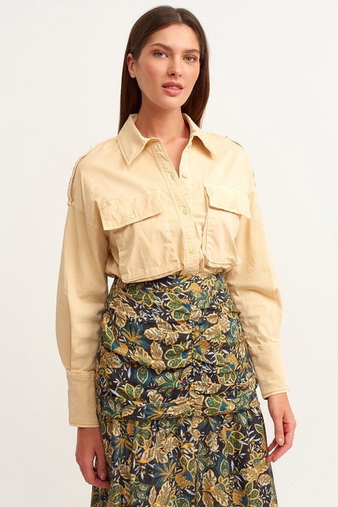 OXXO, Camasa cu 2 buzunare pe piept, Bej inchis