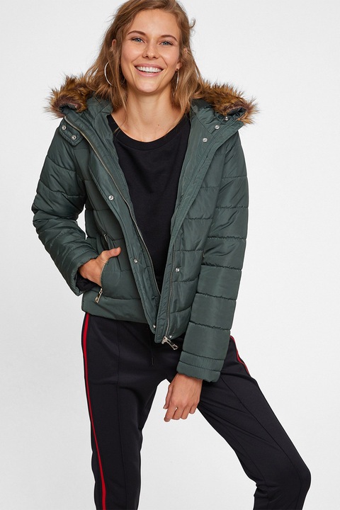 OXXO, Geaca matlasata cu buzunare cu fermoar, Verde padure