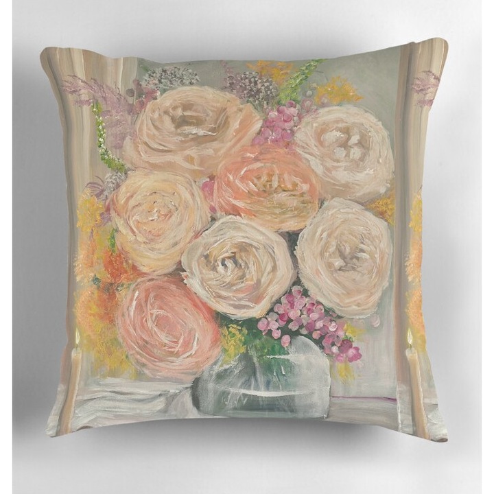 Perna cu pictura Gabriela Vrinceanu Art Trandafiri somon