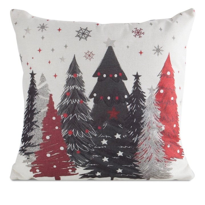 Karácsonyi párnahuzat 45 x 45 cm krém Eurofirany Karácsonyfák